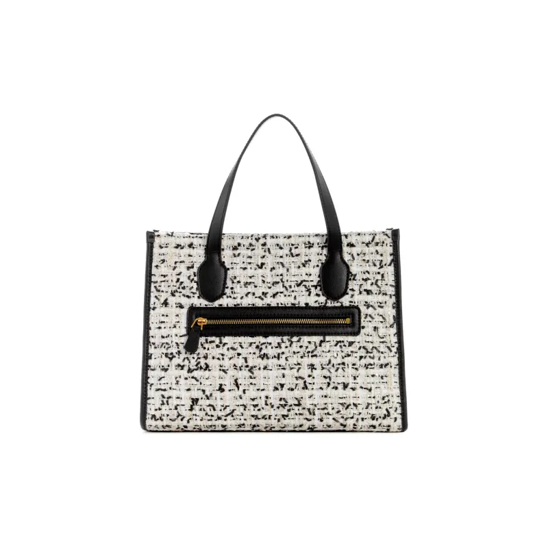GUESS Brocade With Artificial Leather Tote Bag Shopping Bag Shoulder Bag Crossbody Bag Handbag Women's Cream Multicolor-2
