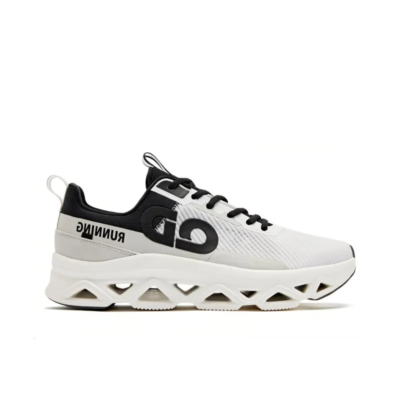 QIAODAN Wear resistant And Lightweight Low Top Running Shoes Men's White Black-1
