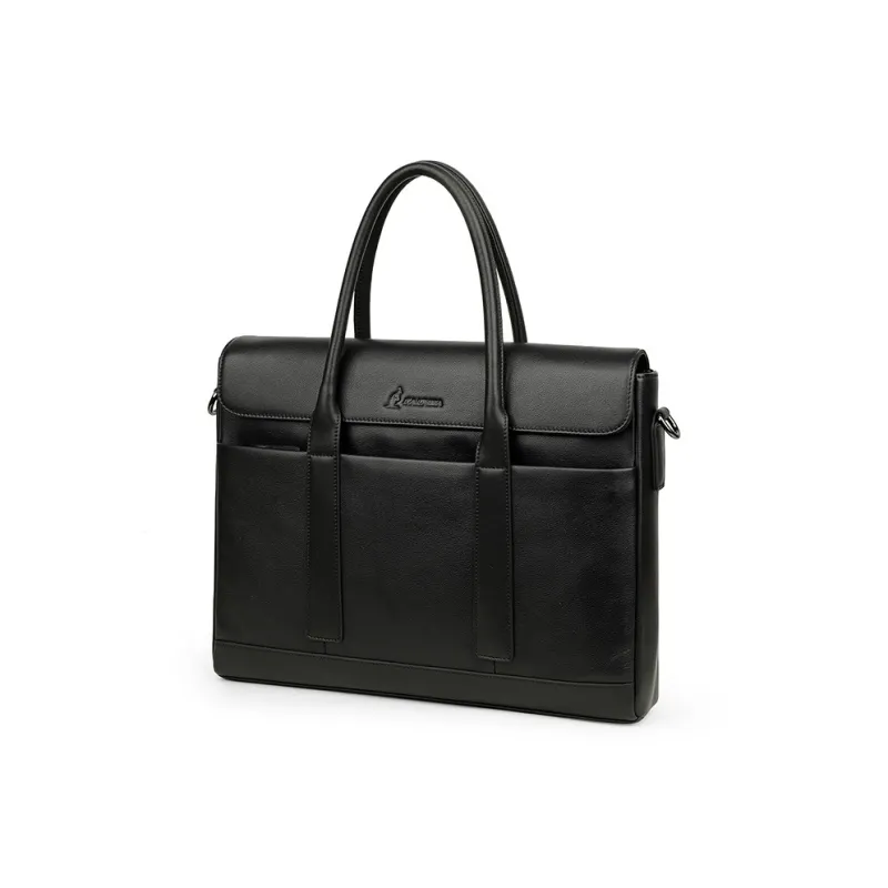 L'ALPINA Cow Leather Laptop Bag, Commute Bag, Handbag, Briefcase Large Size Men's Black-1