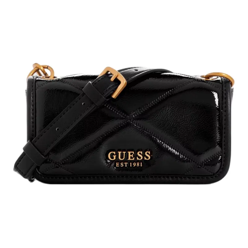 GUESS Patent Leather Artificial Leather Shoulder Bag Crossbody Bag Mini Women's Black-0