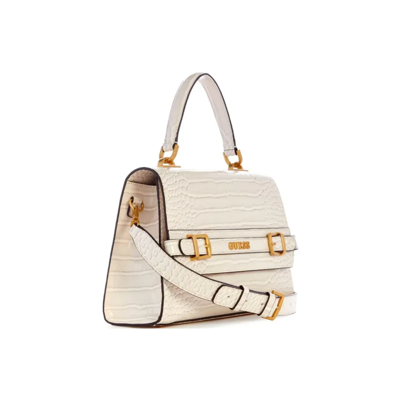 GUESS Crocodile Embossed Artificial Leather Shoulder Bag Crossbody Bag Women's White-1