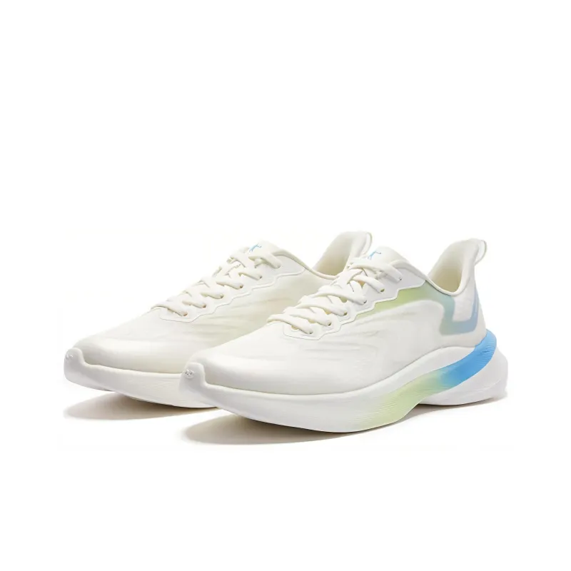 QIAODAN Light Speed 3.0 Anti Slip And Wear Resistant Lightweight Low Top Running Shoes Men's White Blue Green-2