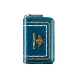 Peacock Blue (Waxed Leather) 30 Card Slot (Anti-Skimming)