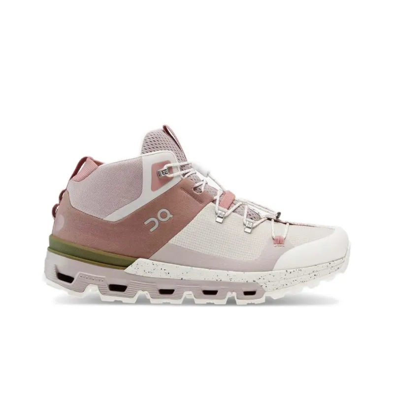 On Cloudtra Cushioning Mid Top Hiking Shoes Women's Beige Pink-1