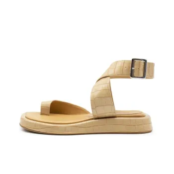 GIA BORGHINI Roxanne Croc Strap Sandals Women's Beige