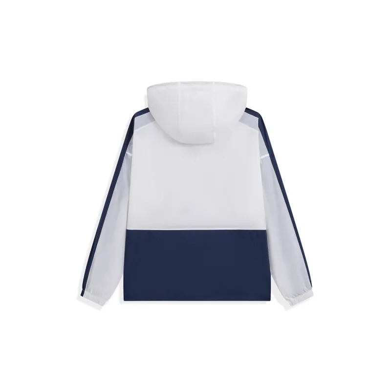 XTEP Single Trench Coat Unisex Pearl White/Ink Elegance Blue-1