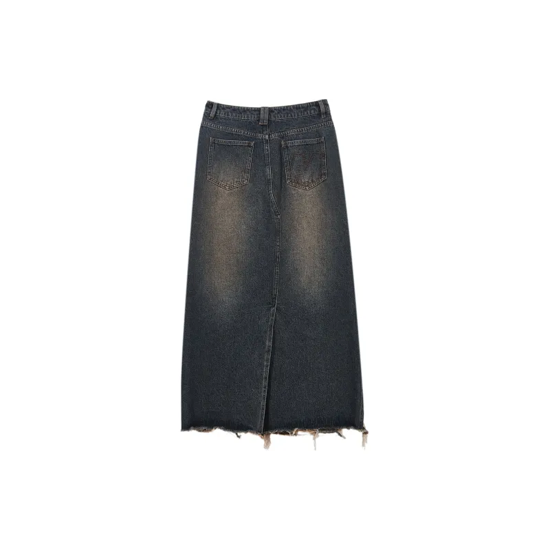 MLMR Denim Long Skirt Women's Dark Denim Blue-1