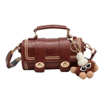FAMAN PU Small Round Crossbody Bag Regular Women's Black/Brown