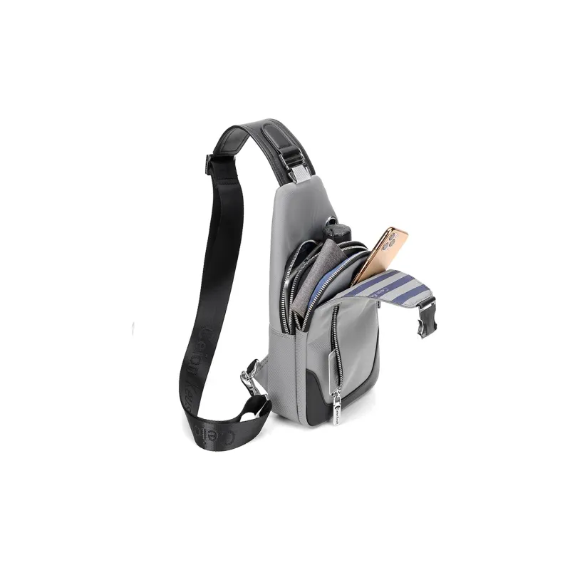 Ceion Keust Oxford Waist Bag Chest Bag Tubas Men's Gray-4