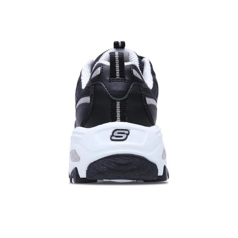Skechers D'Lites Chunky Sneakers Women's Low Top Black/White/Silver-5
