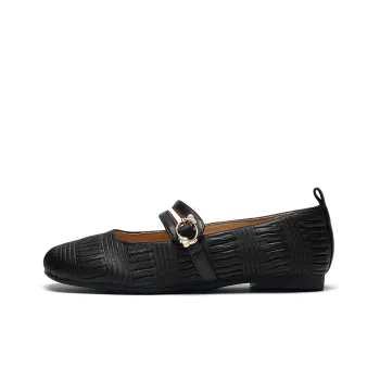 ST&SAT Low Vamp Unlined Shoes Grandma Shoes Flat Sole Women's Black White