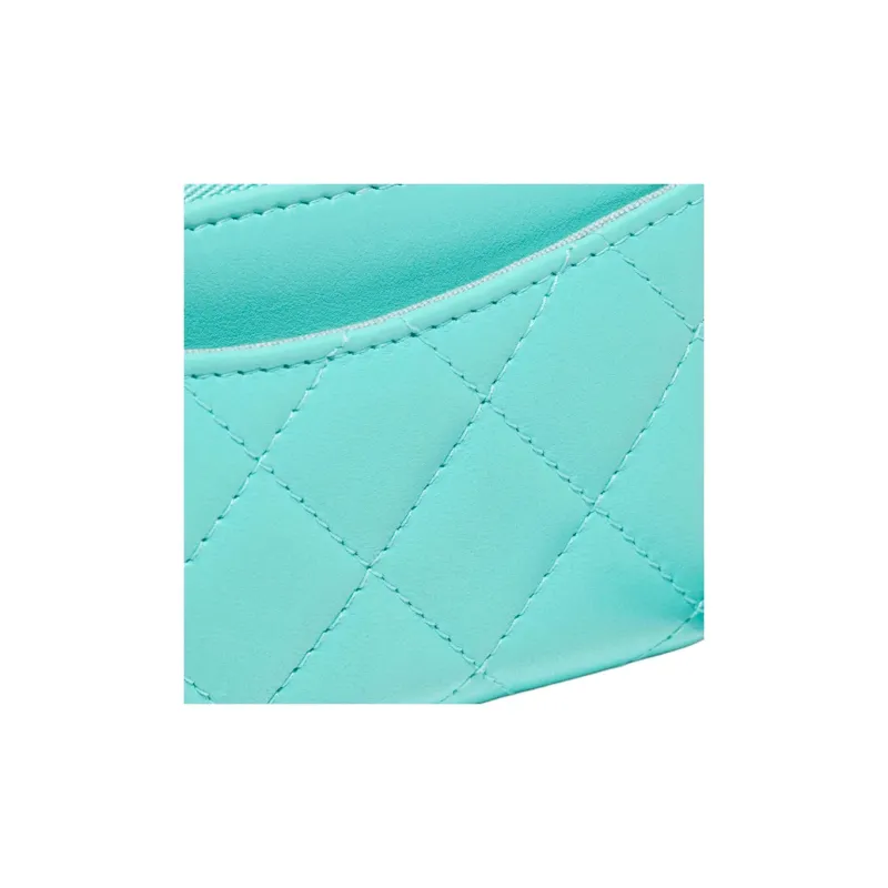 CHANEL 19Bag Sheepskin Coin Purse Women's Turkish Blue-3