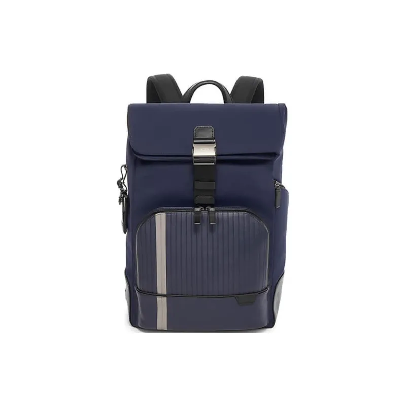 TUMI Nylon With Leather Backpack Men's Marine Blue-0