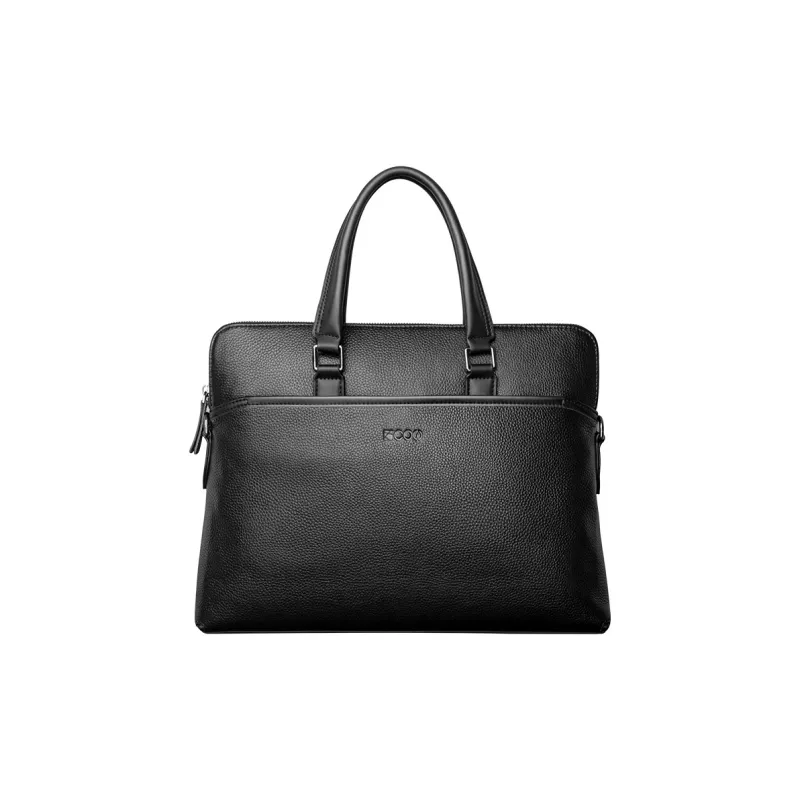 COW Top Grain Cow Leather Laptop Bags Briefcases Large Size Men's Black-1