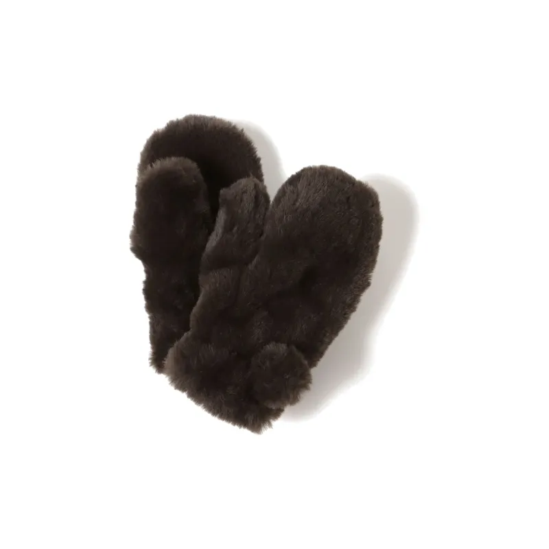 Beams Knit Gloves Kids' Dark Brown-0