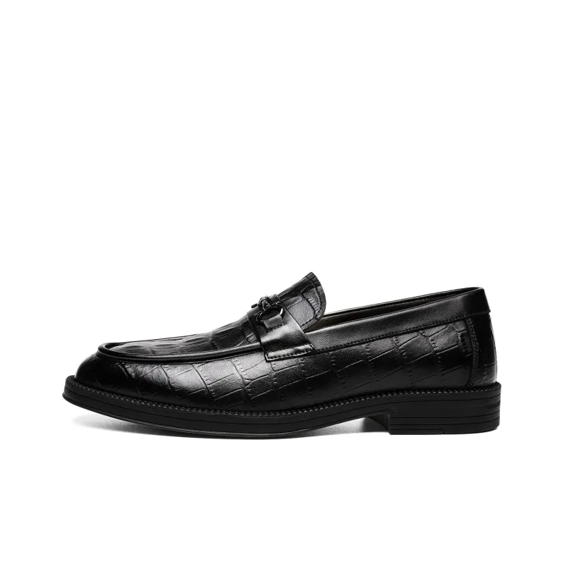 FAPAI Casual Leather Shoes Men's Black-0