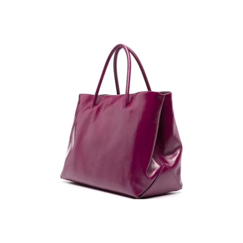 MOSCHINO Patent Leather Calfskin Tote Bag Shopping Bag Shoulder Bag Crossbody Bag Handbag Women's Dark Purple-1