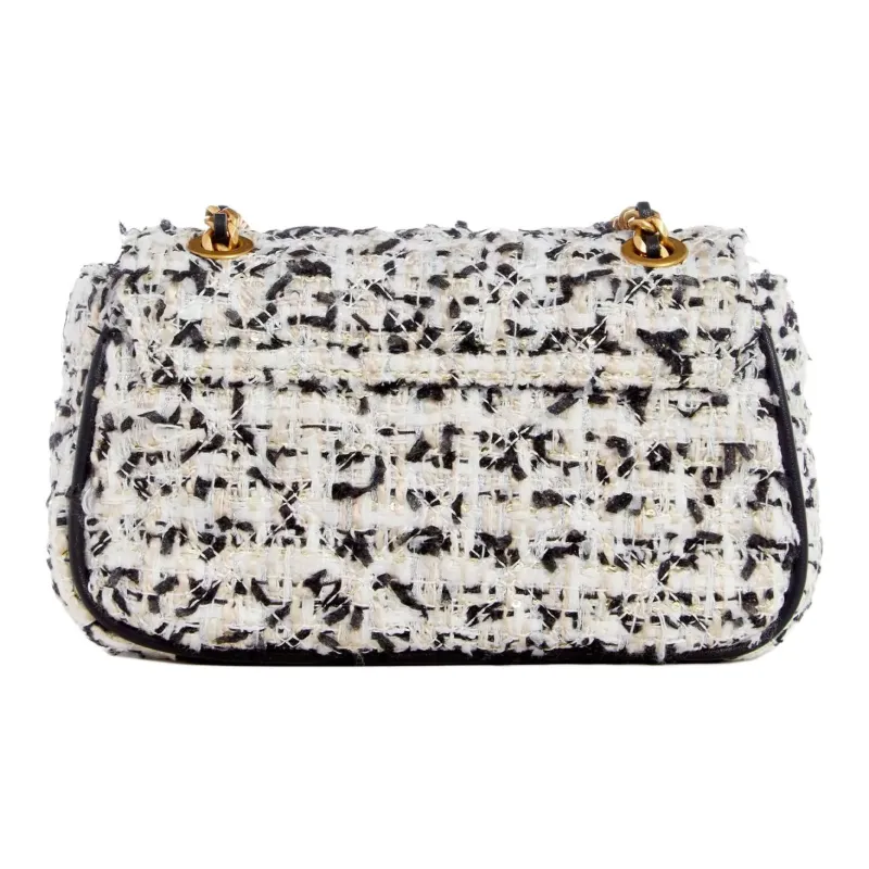 GUESS Brocade With Artificial Leather Open-Top Bag Handbag Shoulder Bag Crossbody Bag Mini Women's Cream Multicolor-2