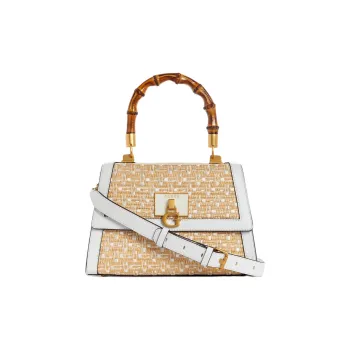 GUESS Straw Straw Bag Shoulder Bag Crossbody Bag Handbag Women's White