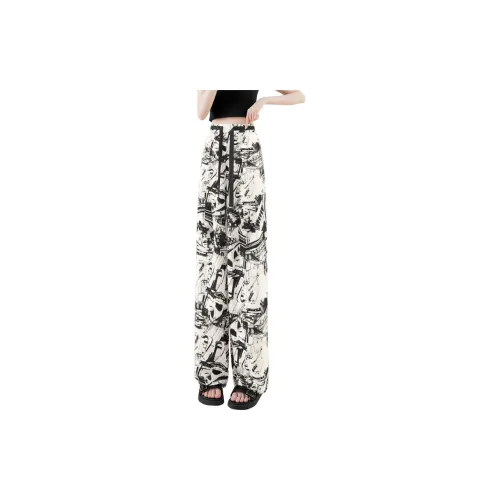 TOUCH Casual Pants Women's Beige Base With Black Painting