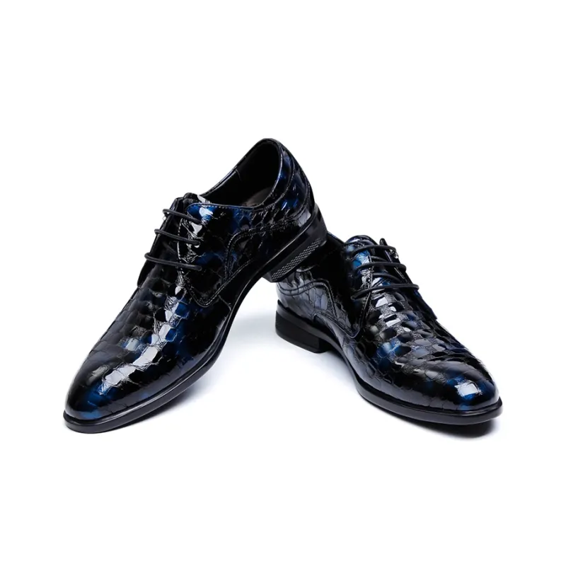 PALMPOLO Dress Shoes Men Low Top Blue/Black-3
