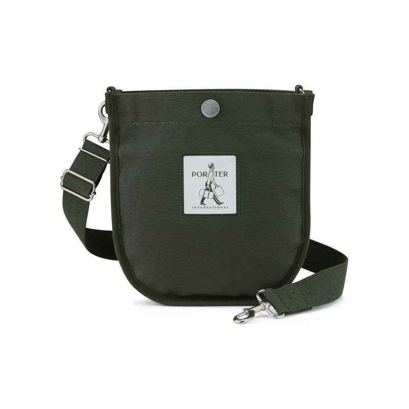 PORTER Plain Weave Canvas One Shoulder Canvas Bag Crossbody Bags Unisex Green-0