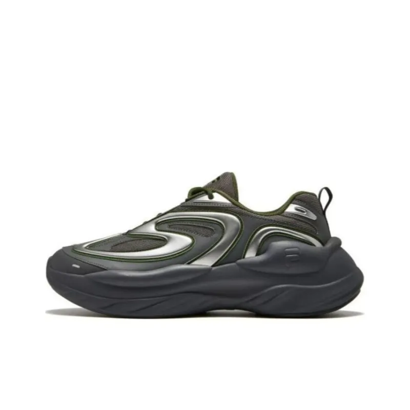 FILA FUSION BUZZARD Meteor Shoes Cushioned Slip Resistant Lightweight Low Top Chunky Sneakers Men's Gray Silver-0