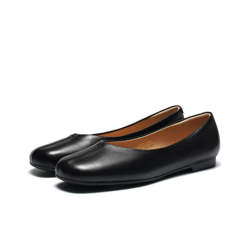ST&SAT Light Mouth Single Shoe Low Heel Flat Women's Black White 2024 Spring And Summer New Arrival-2