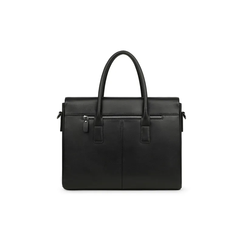 L'ALPINA Cow Leather Laptop Bag, Commute Bag, Handbag, Briefcase Large Size Men's Black-3