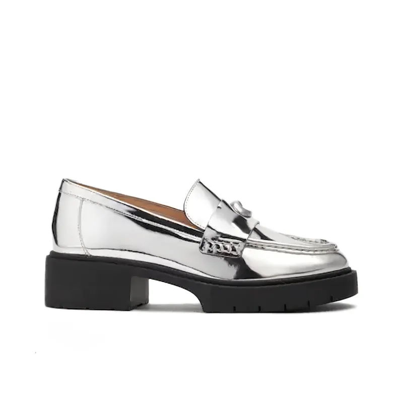 COACH Metallic Loafers Women's Silver-1