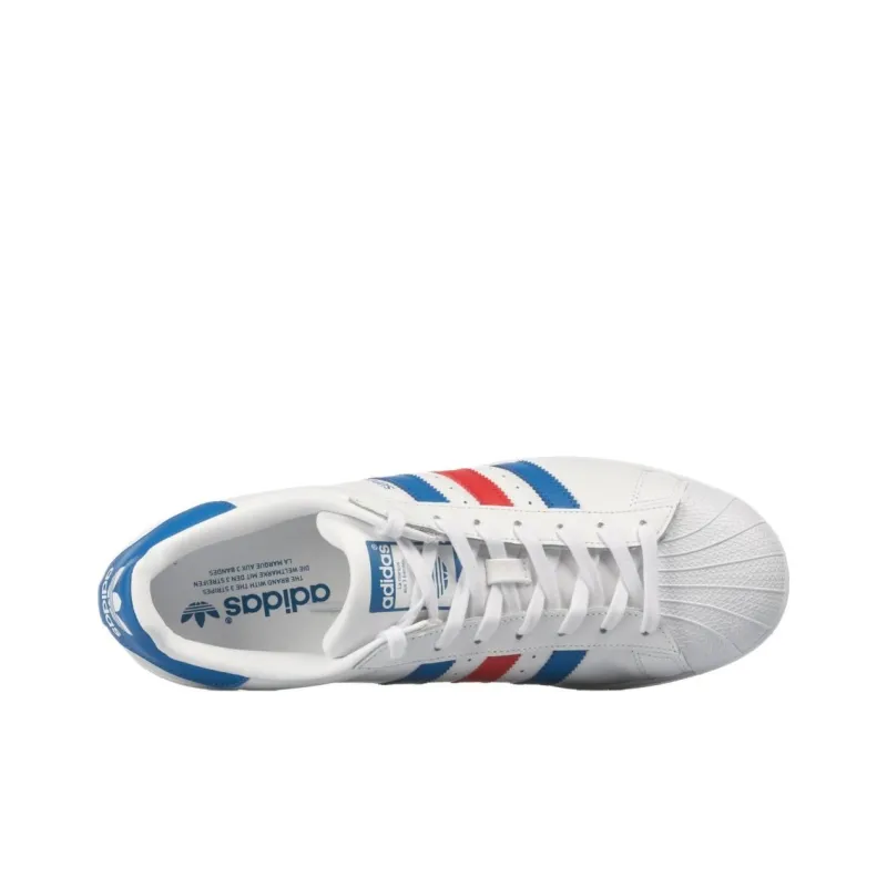 Adidas Originals SUPERSTAR Slip Resistant Cushioning Low Top Skateboard Shoes Men's White Blue-2