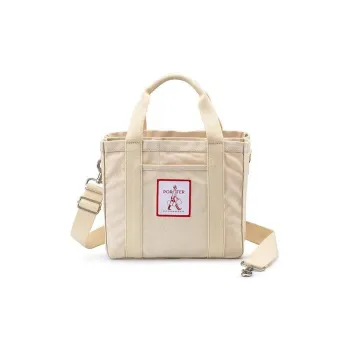 PORTER Heavy Plain Weave Canvas One Shoulder Crossbody Canvas Bag Handbag Unisex Light Brown