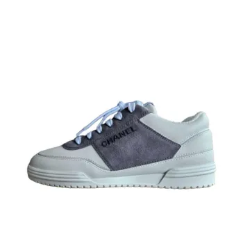 CHANEL Low Top Skateboard Shoes Women's White Gray