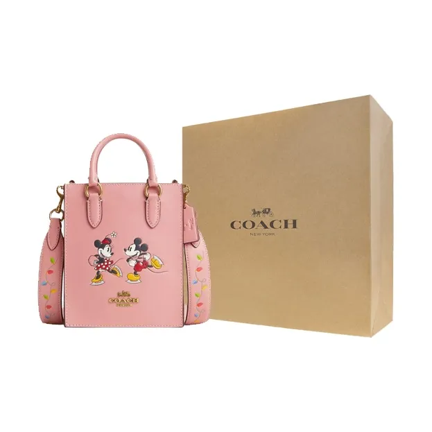 COACH Disney 14 Collaboration Pebbled Leather Tote Bag, Shopping Bag, Shoulder Bag, Handbag Mini Women's Pink-4