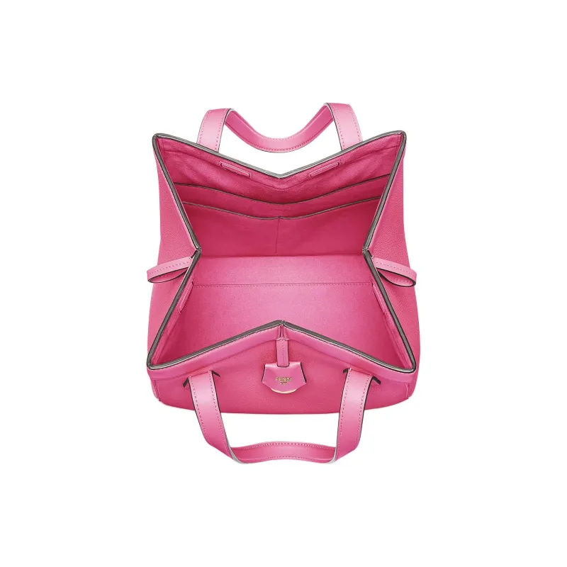 FENDI Full Grain Leather Bucket Bags One Shoulder Handbags Medium Size Women's Fuchsia-3