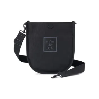 PORTER Plain Weave Canvas Crossbody Canvas Bag Shoulder Bags Unisex Black