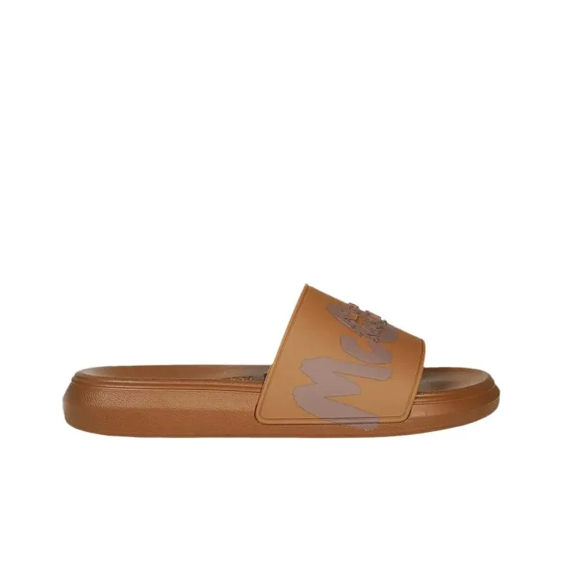 Alexander McQueen Pool Slide Graffiti Logo Brown-2
