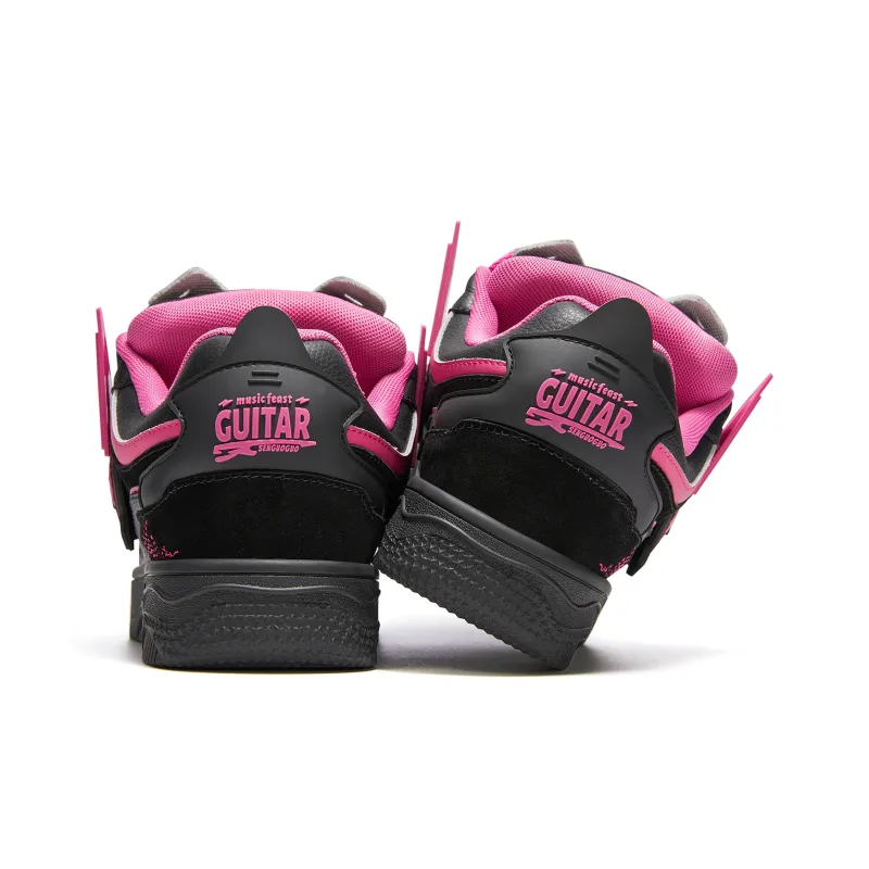 SENGUOGUO Anti Slip And Wear Resistant Height Increasing Low Top Skateboard Shoes Unisex Rose Red-3