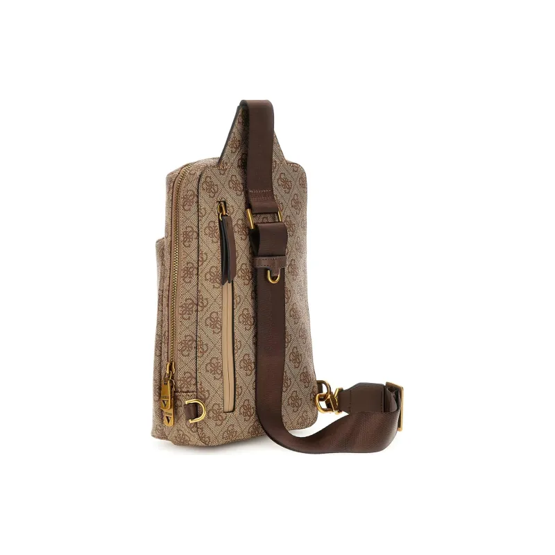 GUESS Recycled Materials Sling Bag Regular Men's Brown-2