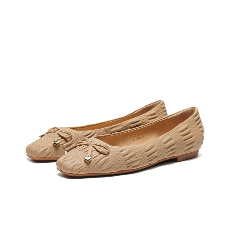 ST&SAT Light Mouth Single Shoe Flat Women's Black White-10