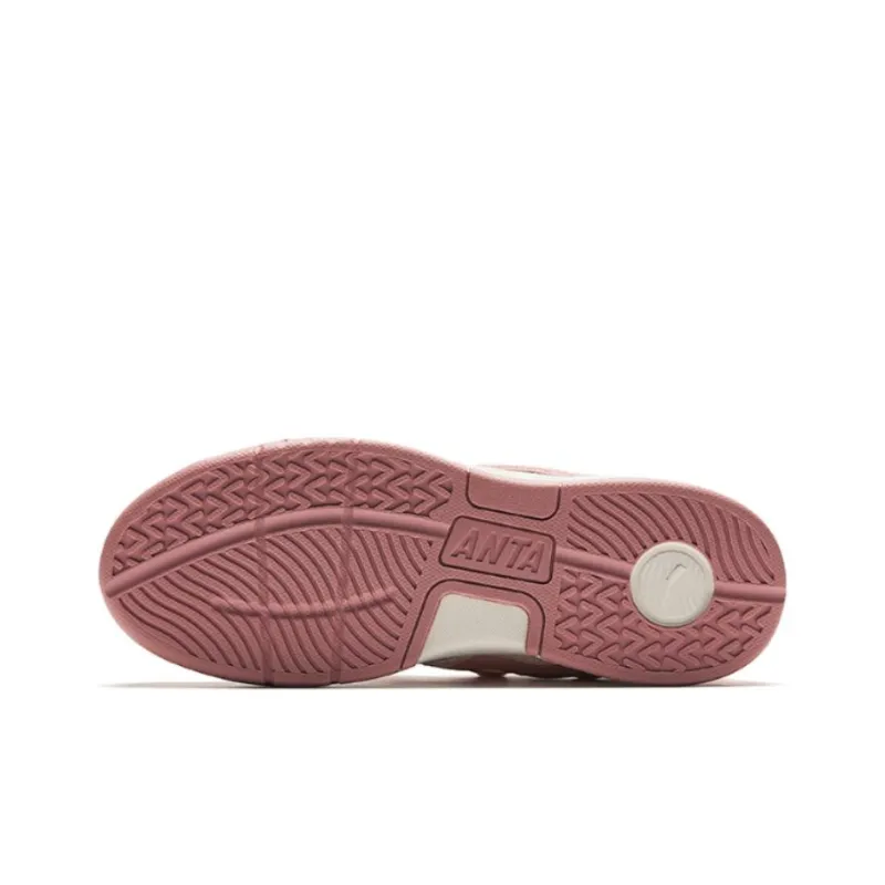 Anta Life Collection Durable Breathable Low Top Skateboard Shoes Women's Pink Beige-4
