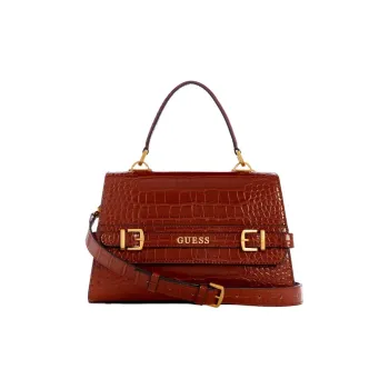 GUESS Crocodile Embossed Artificial Leather Handbag Shoulder Bag Crossbody Bag Regular Women's Connyk Brandy