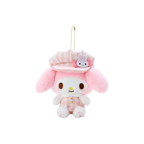 Sanrio My Melody Colorful Plaid Newsboy Cap Dolls Plush Pendant 17cm Height