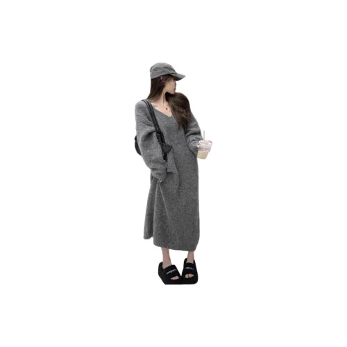 Y6Y Long-Sleeved Dresses Women's Gray