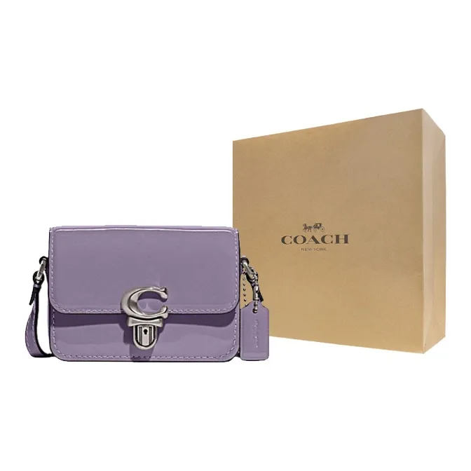 COACH Studio Cow Leather Shoulder Bag Crossbody Bag Mini Women's Purple-4