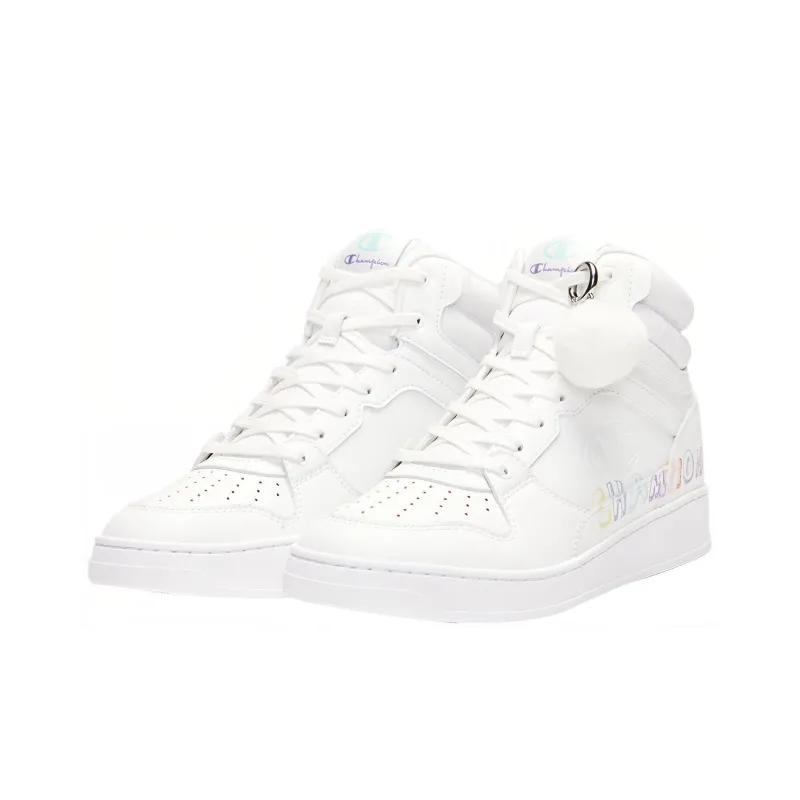 Champion Essentials Collection 1919 Trainer High 2.0 High Top Skateboard Shoes Women's White-2