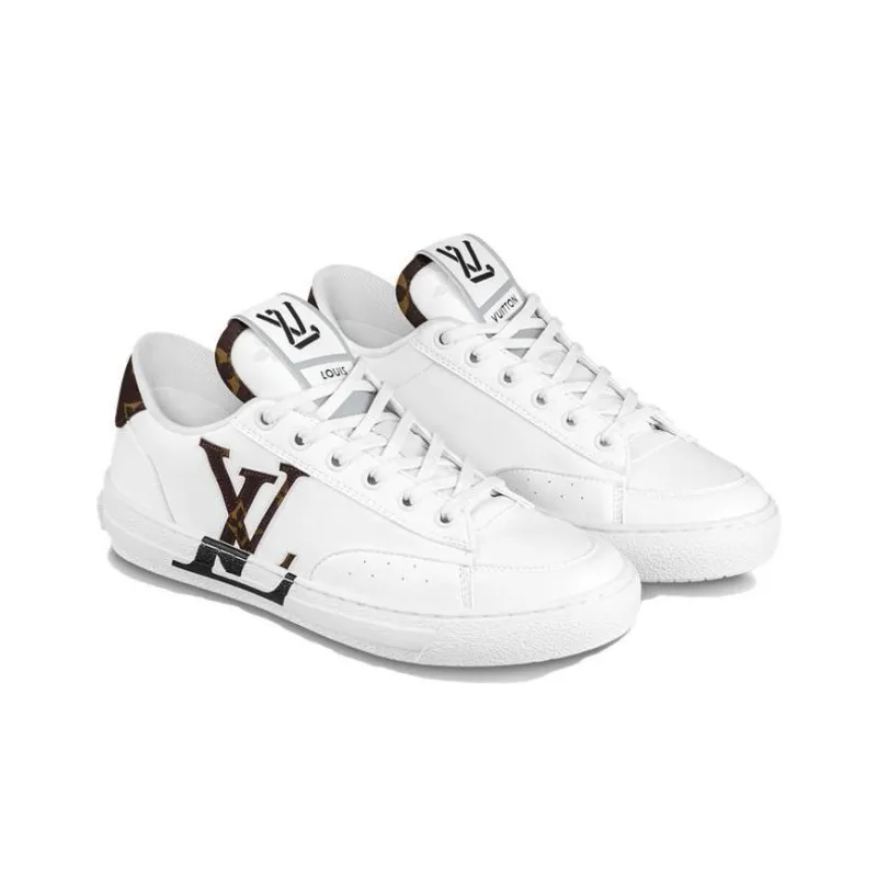 LOUIS VUITTON Charlie Low Top Stylish Skateboarding Shoes Women's White Brown-2
