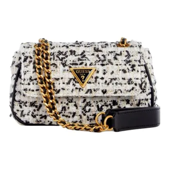 GUESS Brocade With Artificial Leather Open-Top Bag Handbag Shoulder Bag Crossbody Bag Mini Women's Cream Multicolor