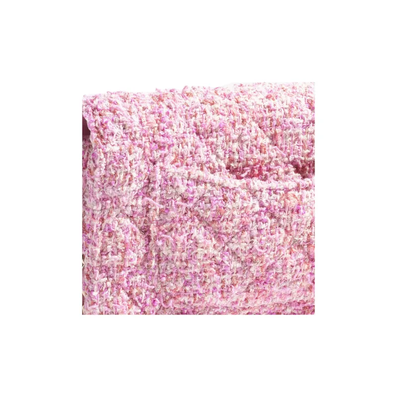 CHANEL WOC Cotton Twill Soft Woolen Portable Crossbody Bag, Shoulder Bag Regular Women's Pink & Ivory-3