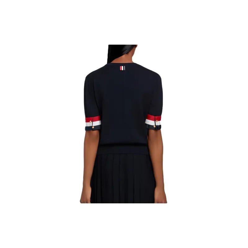 THOM BROWNE Rwb Cuff Fine Merino Tee-1